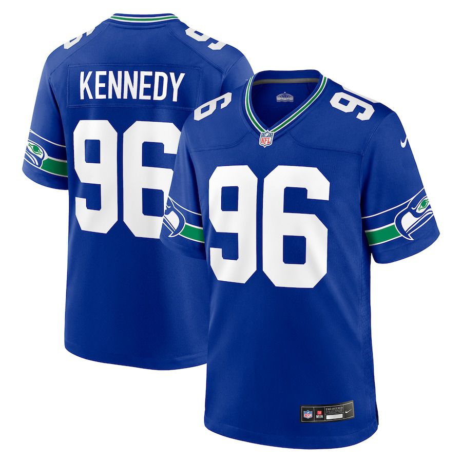 Men Seattle Seahawks #96 Cortez Kennedy Nike Royal Throwback Retired Player Game NFL Jersey